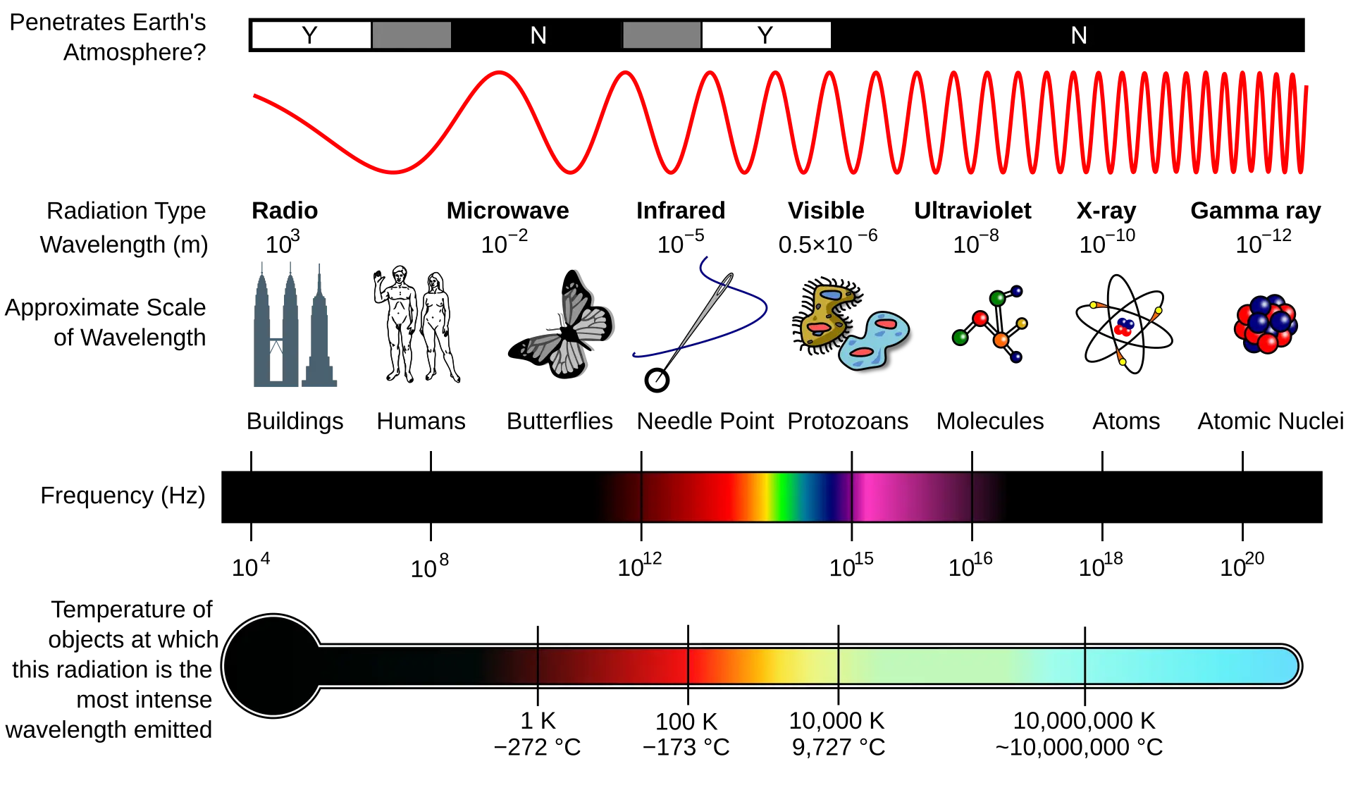 Diagram illustrating the electromagnetic spectrum